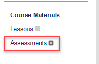 course menu with assessments outlined in red