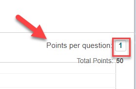 Set the point value for each question by changing the "points per questions".