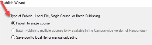 arrow pointing to publish to a single course