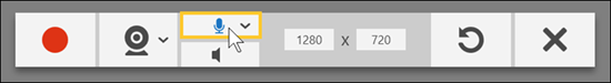 recording options with an arrow pointing to the microphone icon