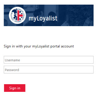 myloyalist log in page with username and password