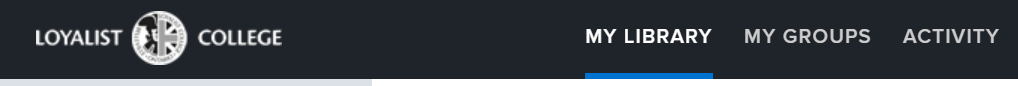 Techsmith relay banner with Mylibrary, my groups and activity displayed