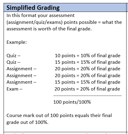 example simplified grade calculation